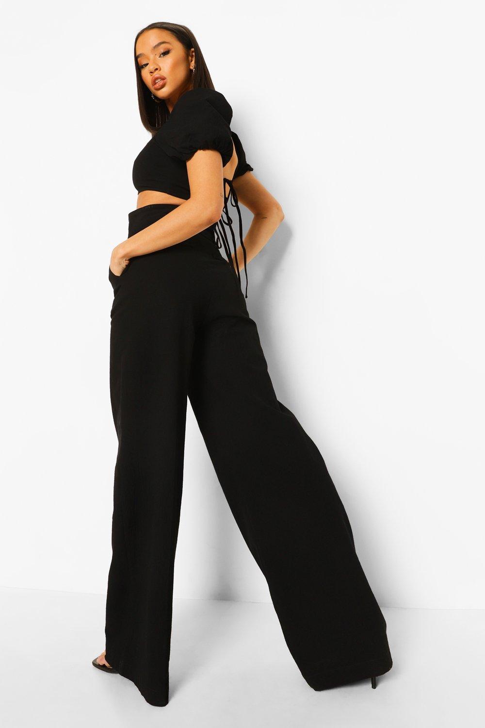 Black linen sale high waisted pants