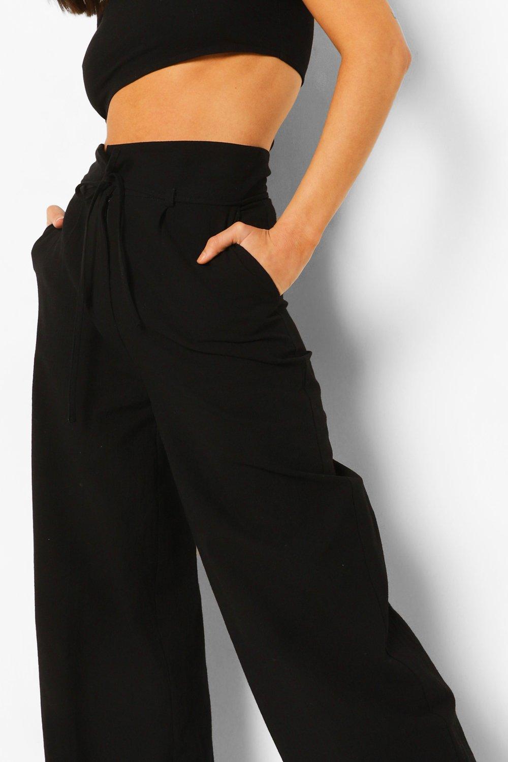 Black Linen Straight Leg Pants  Linen Trouser Women High Black