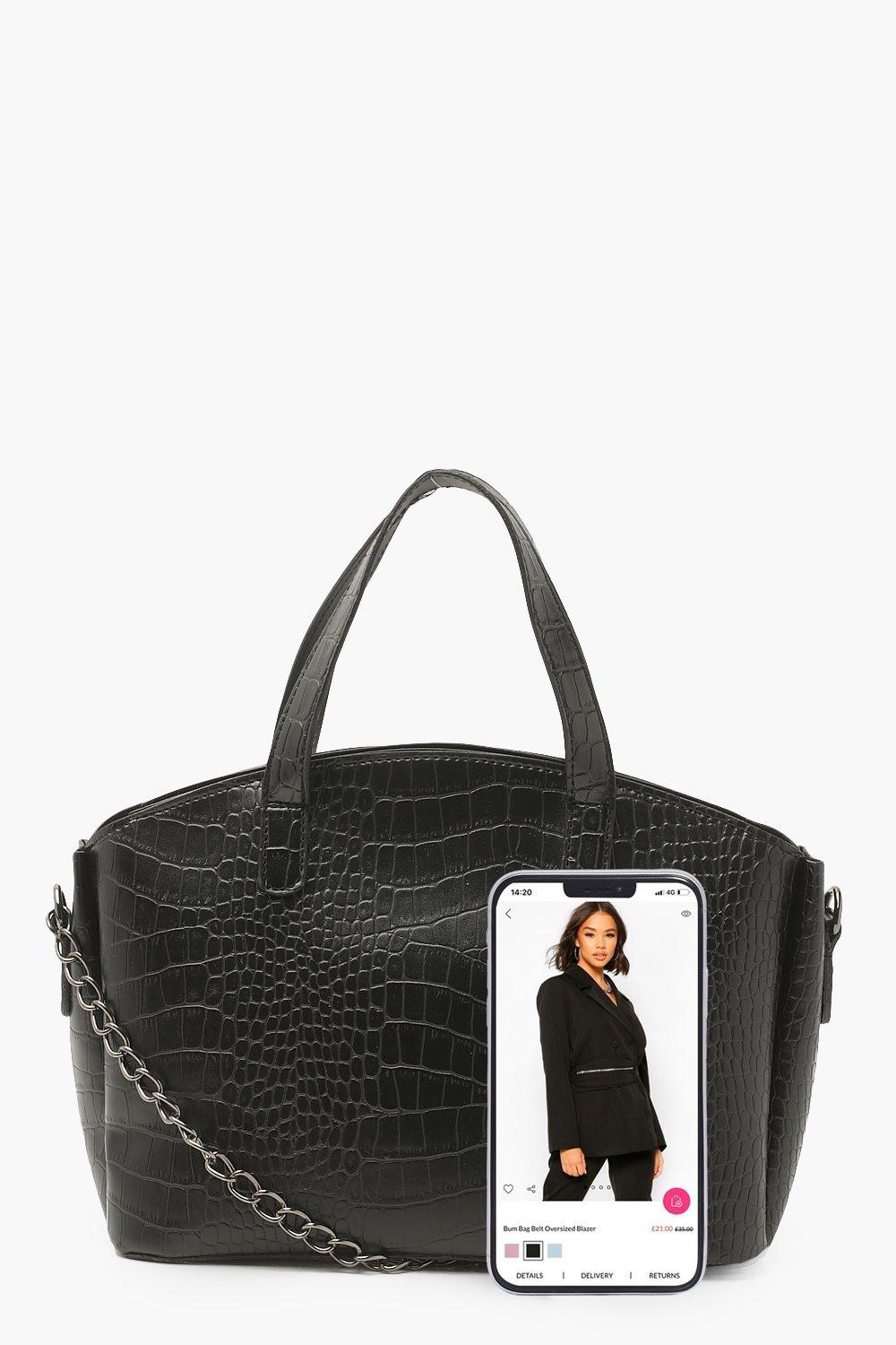 Croc Mini Tote Bag With Chain Strap