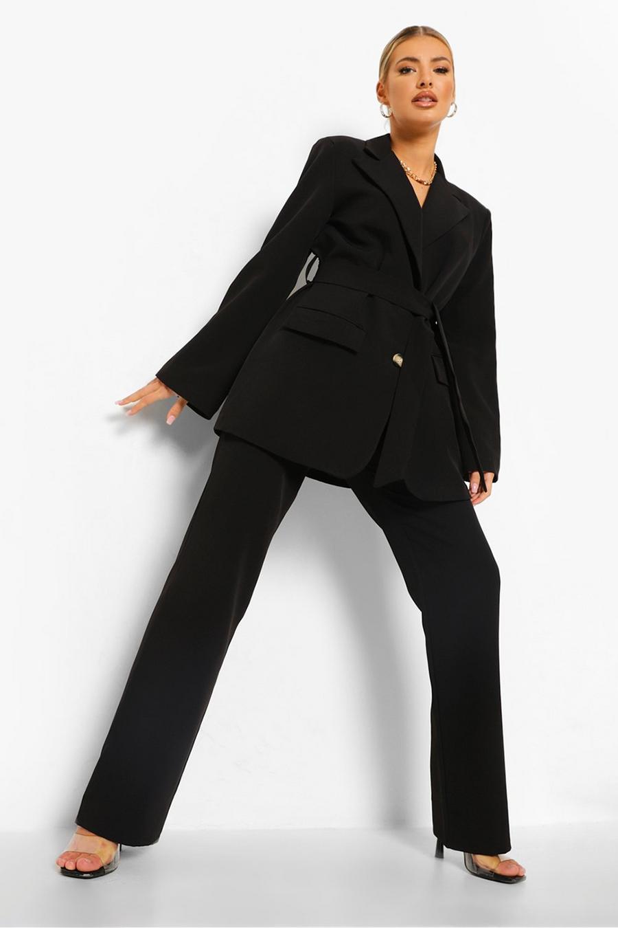 Black Pleat Front Slim Fit Trousers image number 1