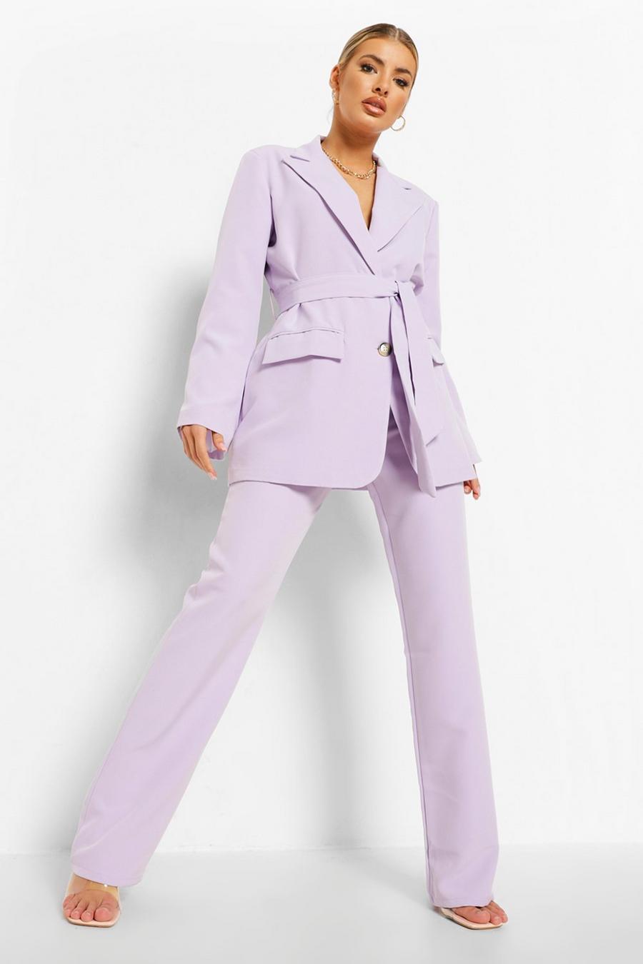 Lilac Pleat Front Slim Fit Trousers image number 1