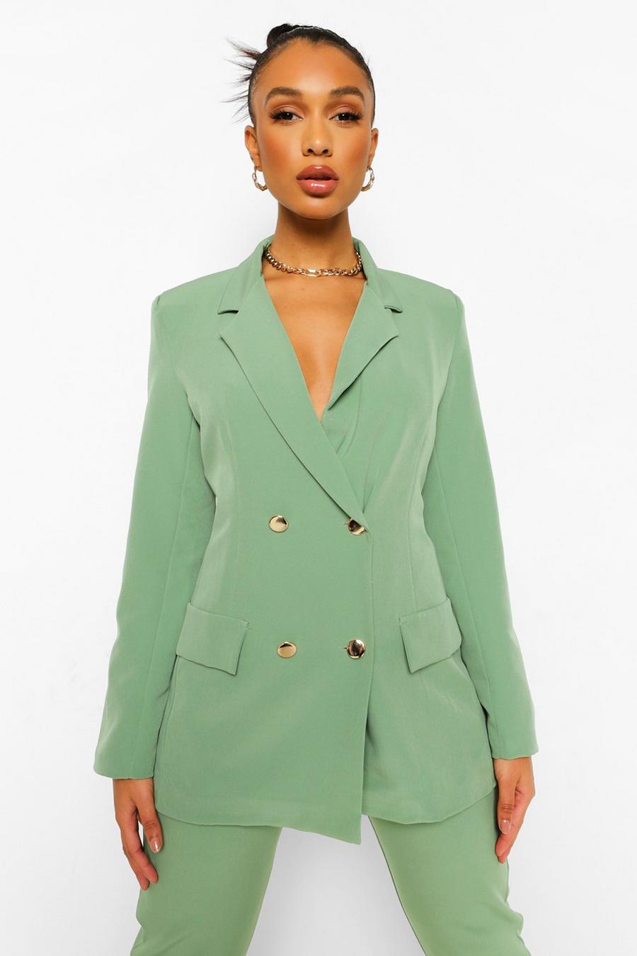 Double Breasted Fitted Blazer | boohoo
