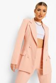 Peach Double Breasted Fitted Blazer