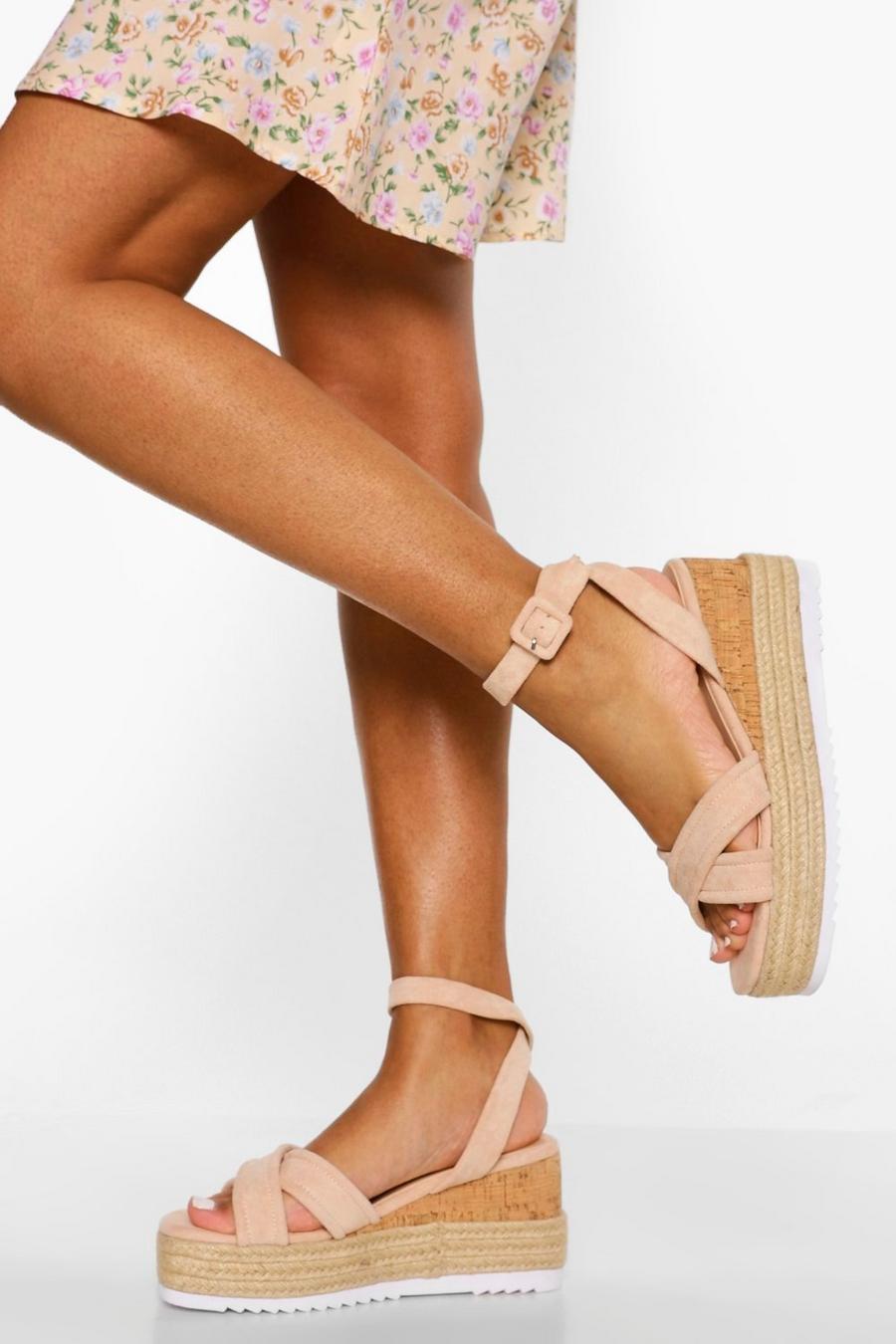 Nude Padded Crossover Wedge image number 1