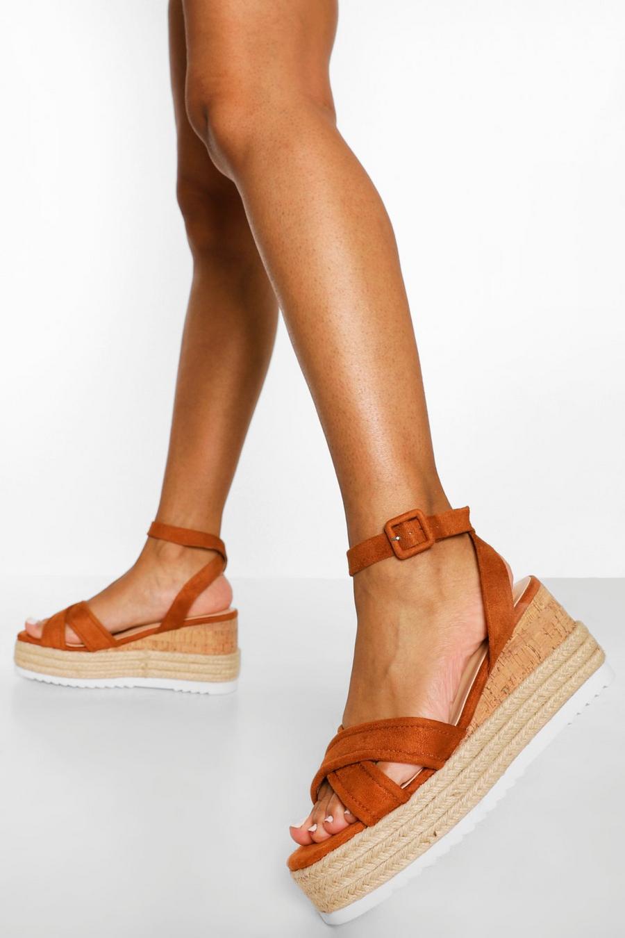Tan Padded Crossover Wedge