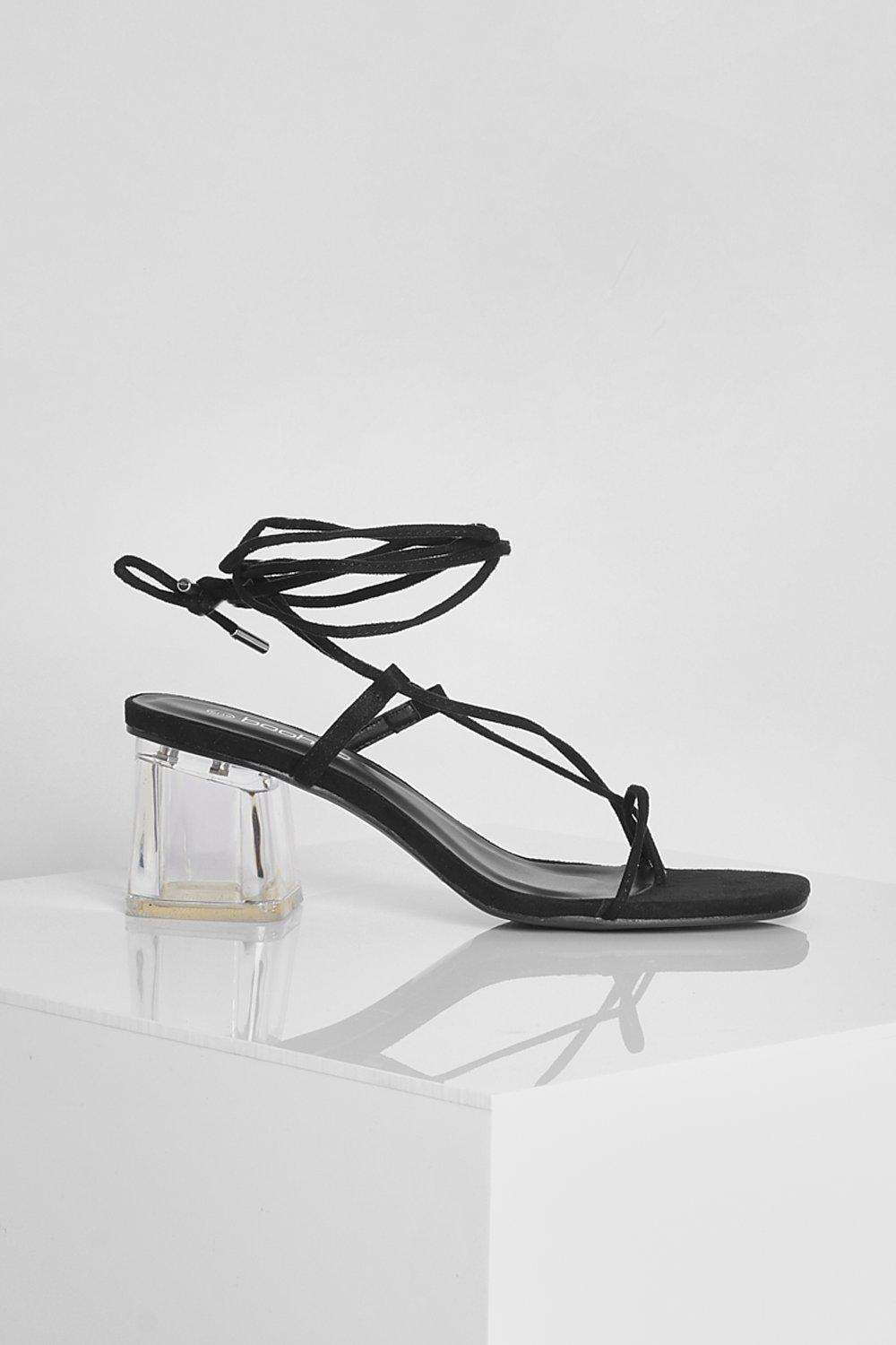 Low heel hot sale clear sandals