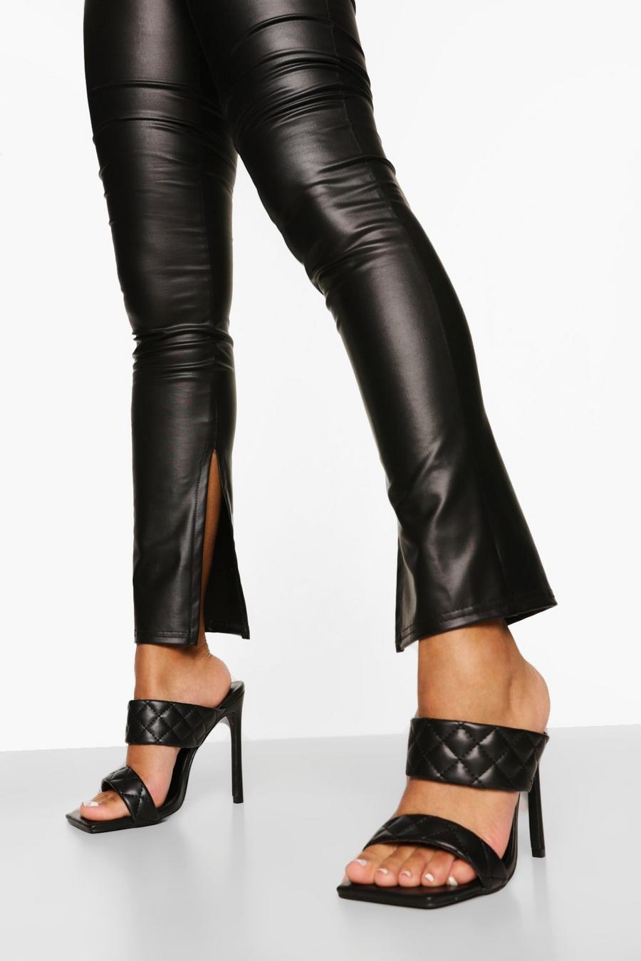 Black Wide Fit Quilted Stiletto Mule