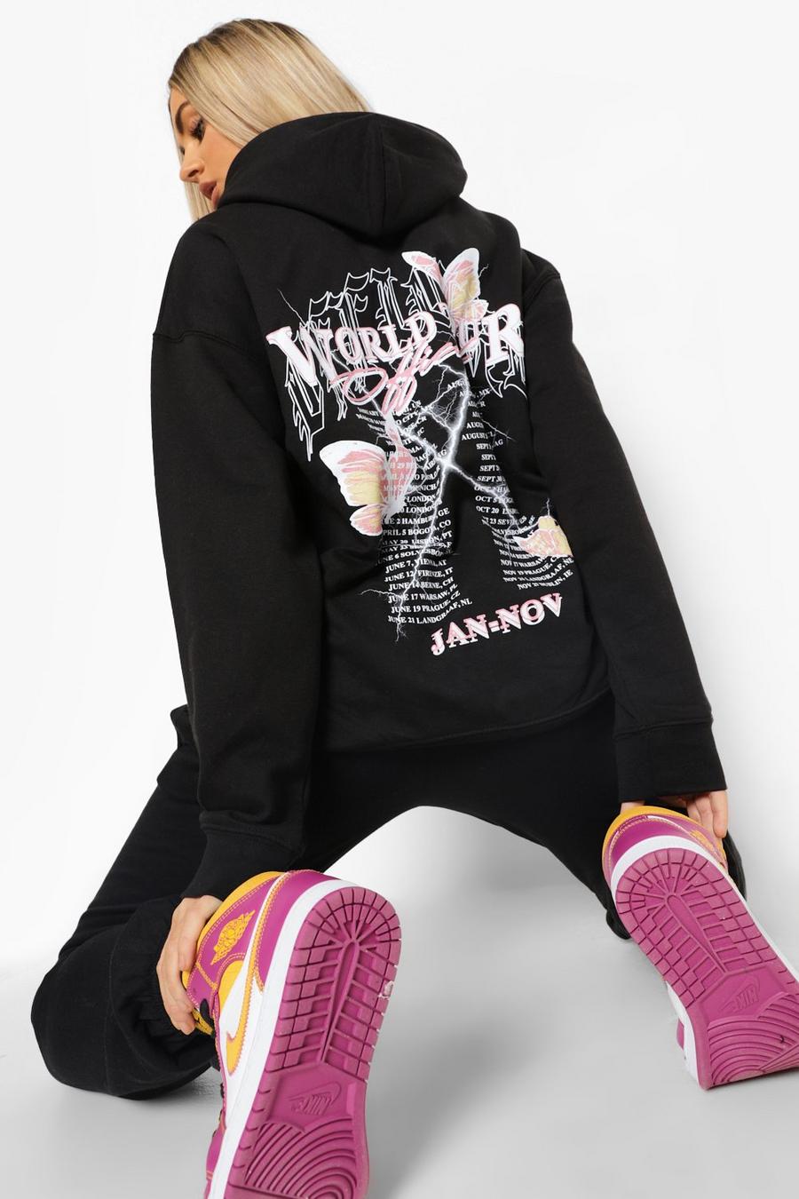 Black World Tour Butterfly Hooded Tracksuit image number 1