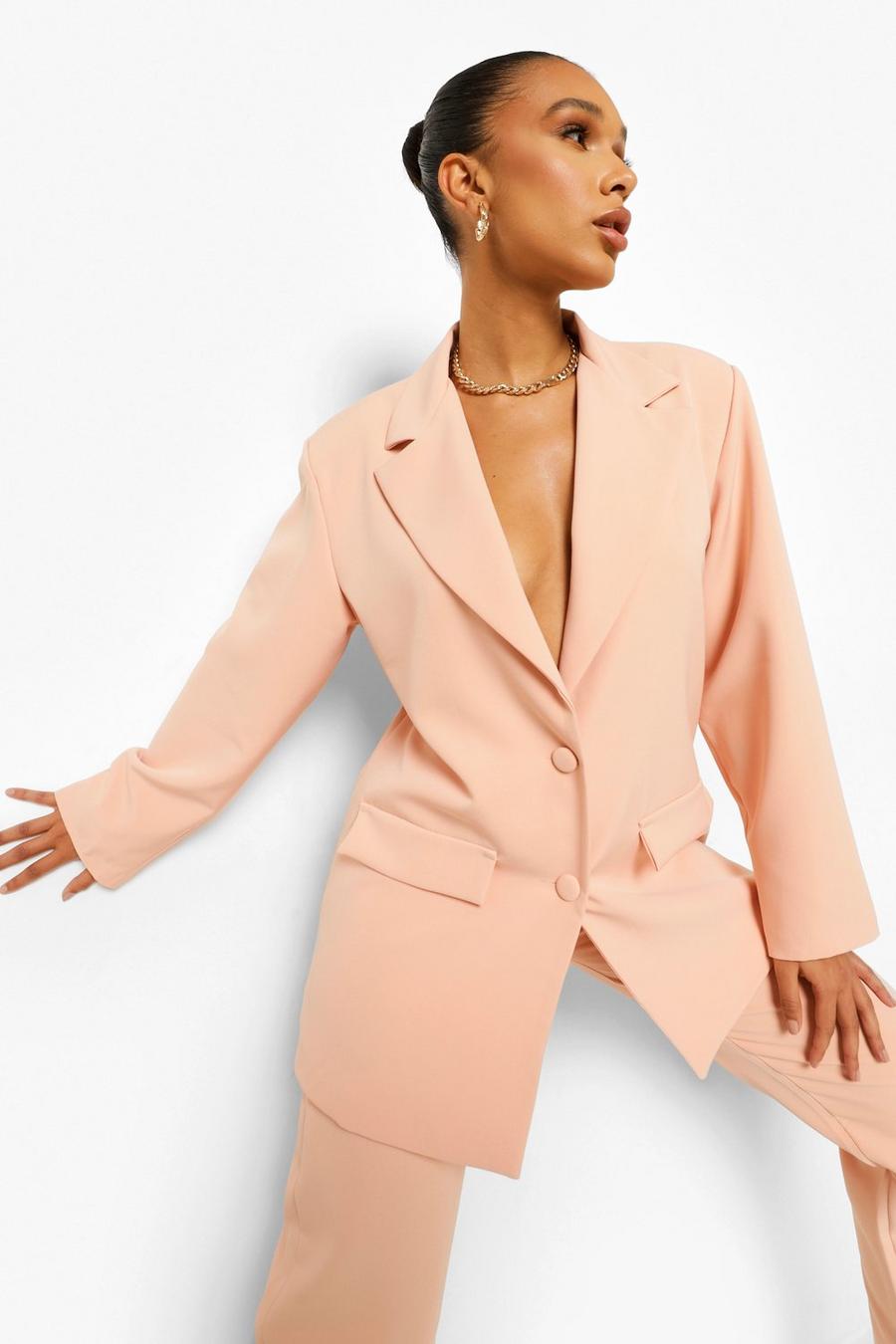 Peach Oversized Relaxed Fitted Blazer image number 1