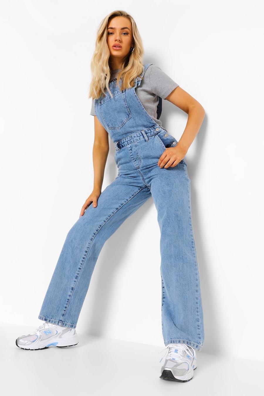 Mid blue Washed Straight Leg Dungarees image number 1