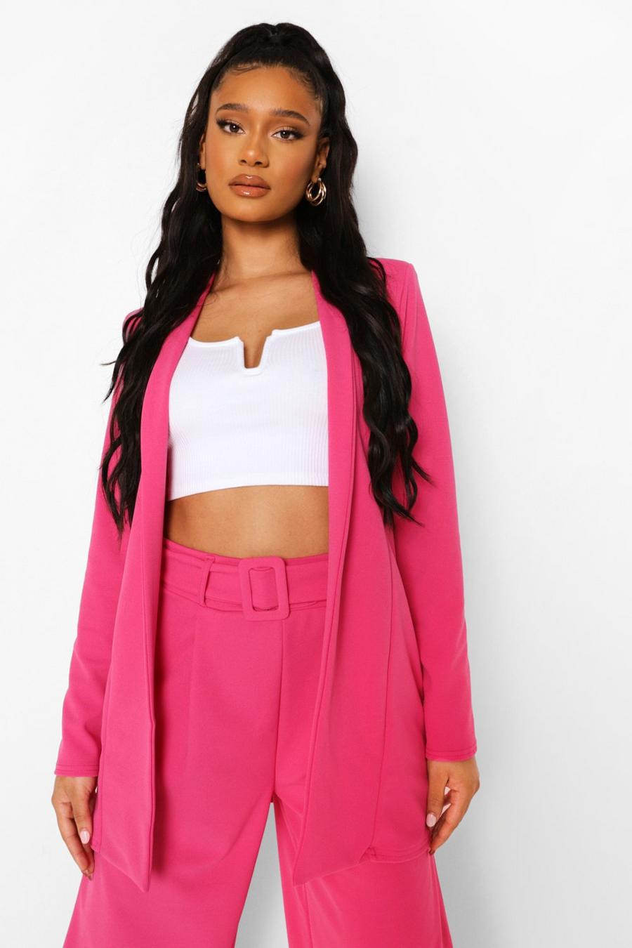 Pink Fitted Collarless Blazer image number 1