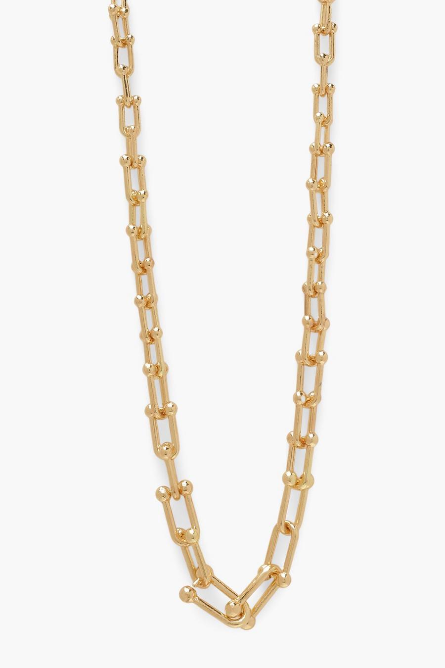 Gold Chunky Lock Chain Necklace image number 1