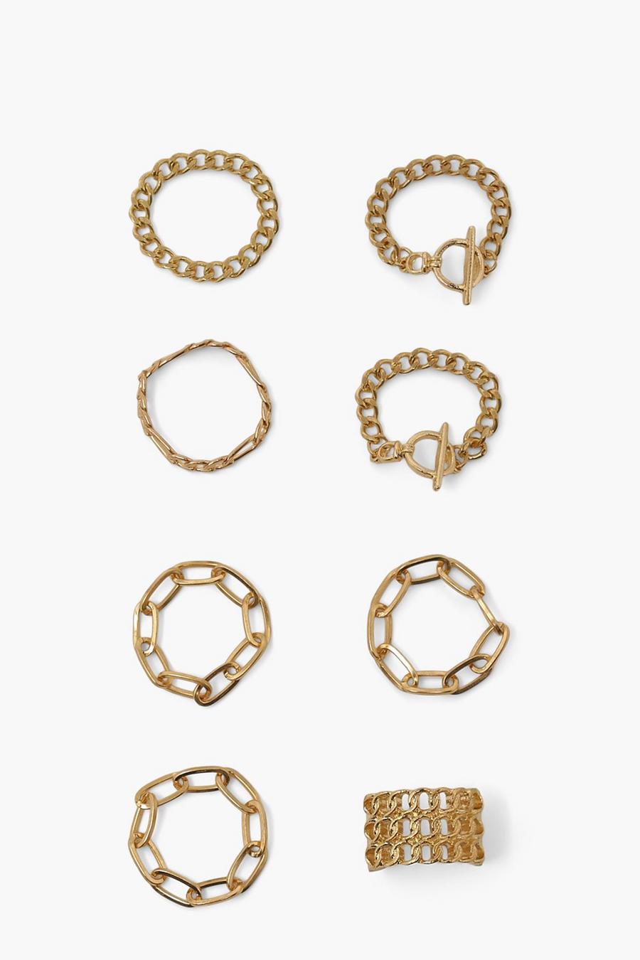 Pack de anillos estilo cadena , Dorado image number 1