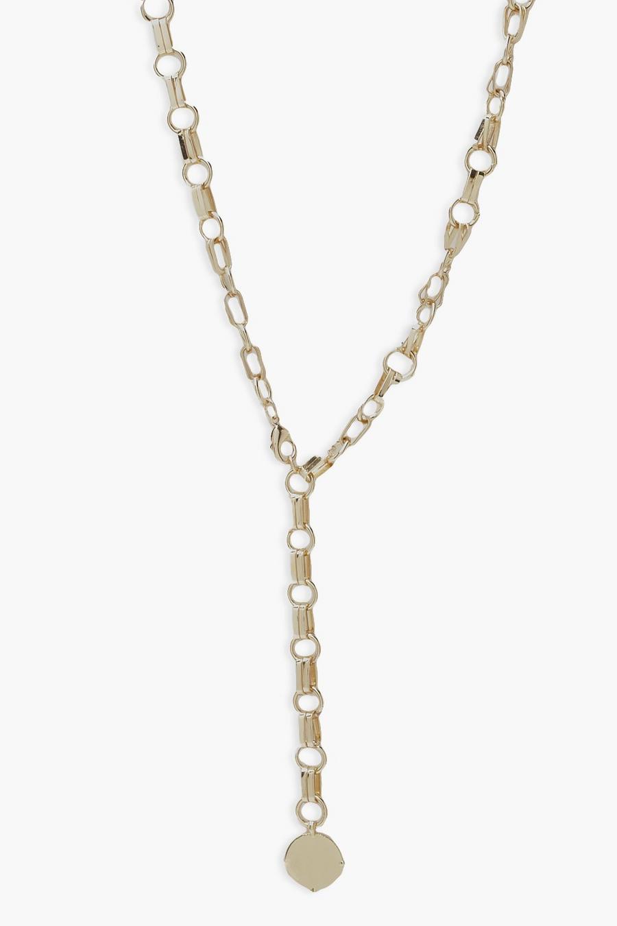 Gold Interlink Chain Necklace with Pendant image number 1