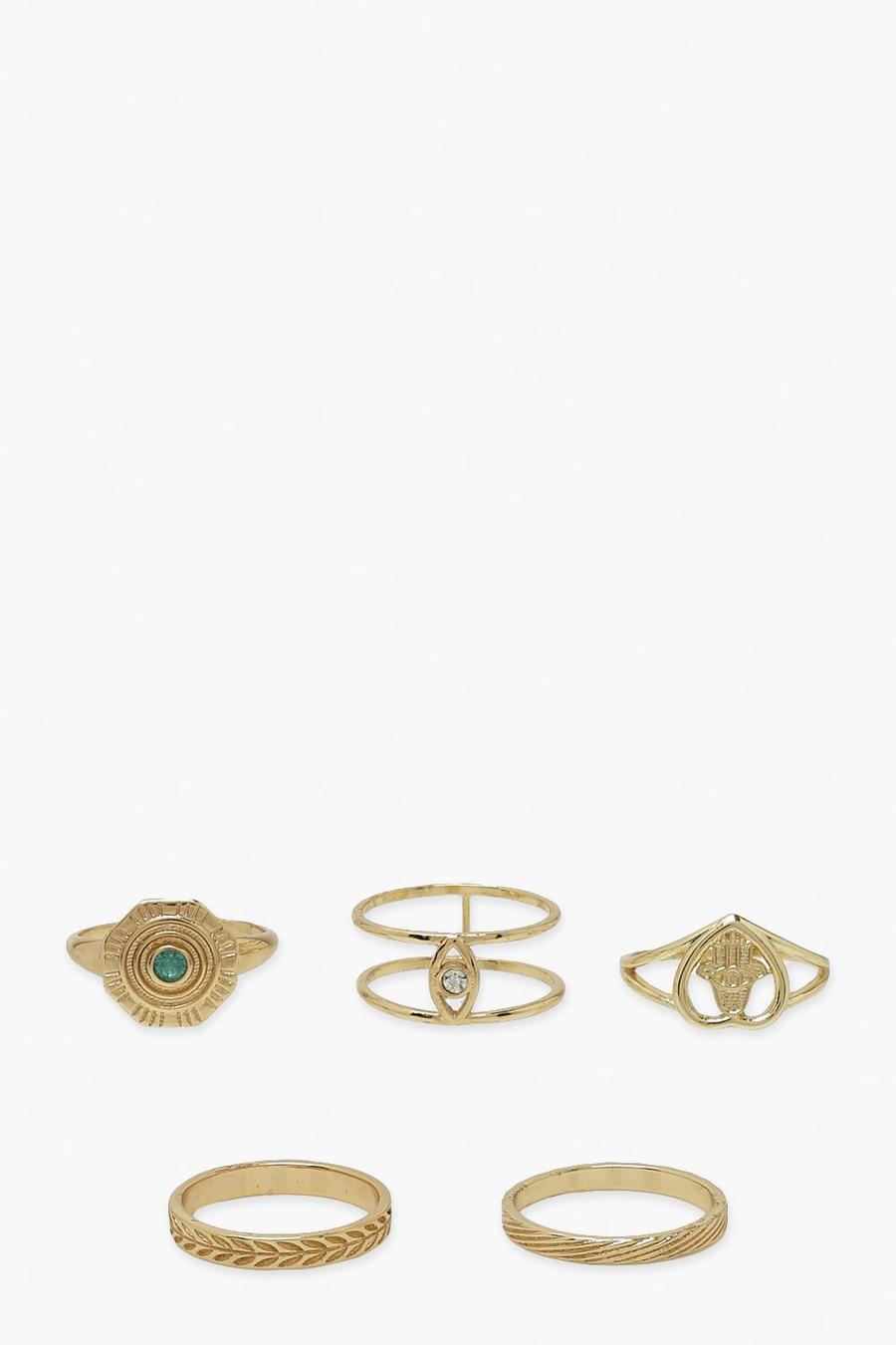Gold Peace And Love Ring Pack image number 1