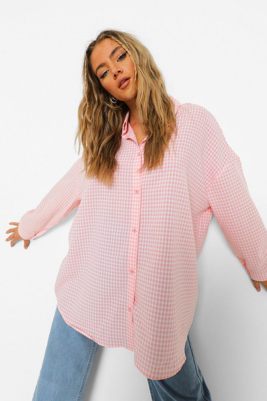 Chemise oversize à carreaux, Pink image number 1