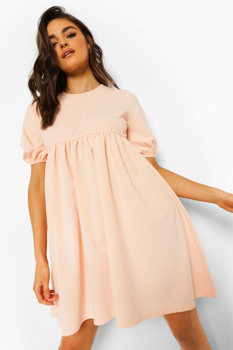 Blush pink Puff Sleeve Smock Dress
