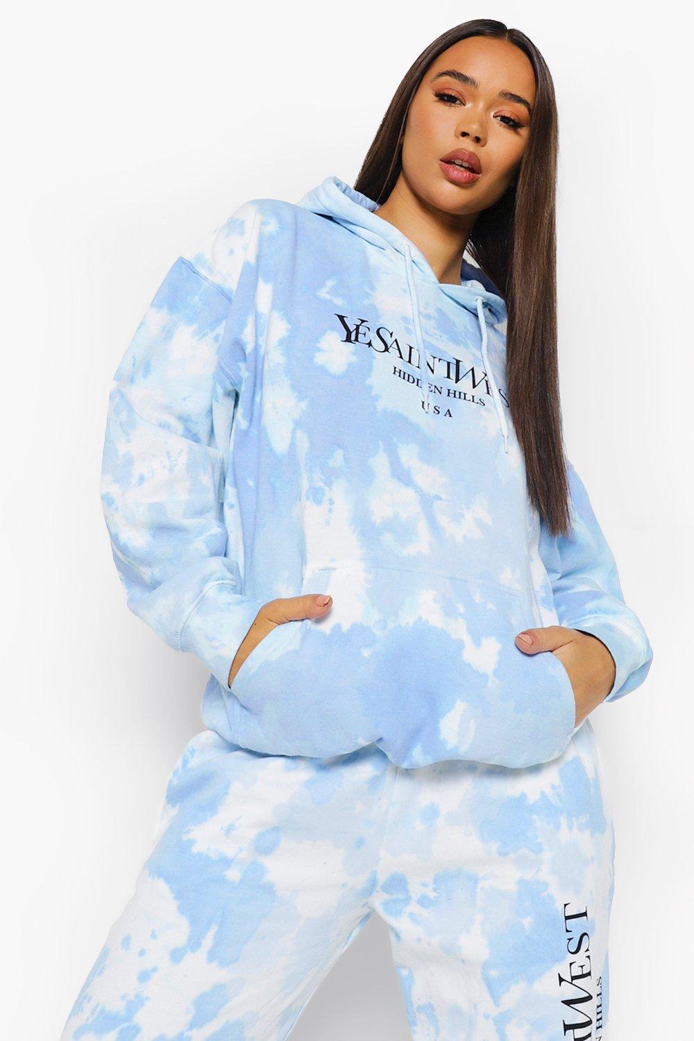 Blue tie dye oversized hoodie hotsell