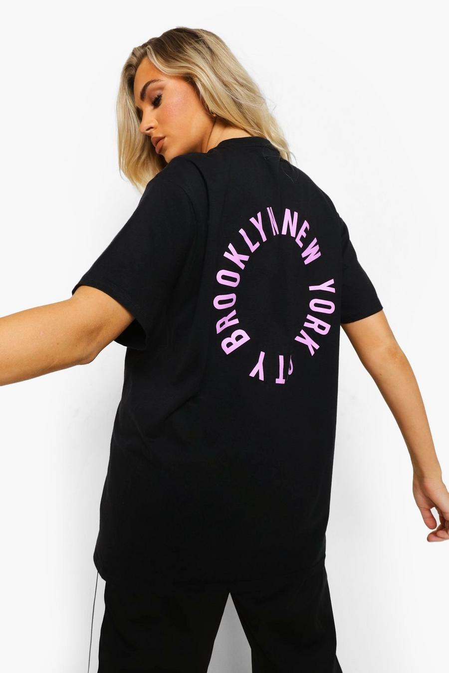 T-Shirt mit Rücken-Print und rundem Slogan , Schwarz image number 1