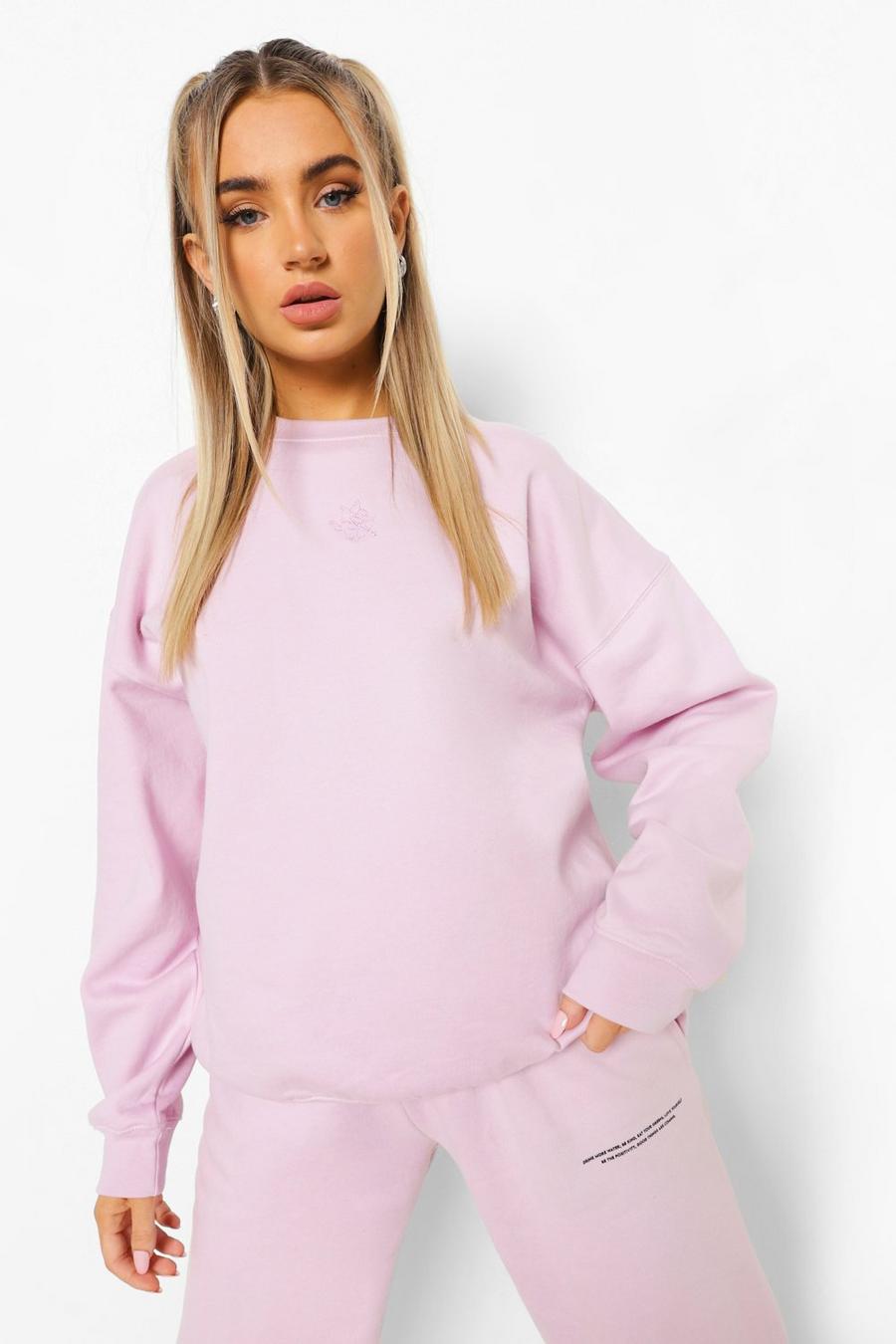 Lilac Cupid Embroidered Oversized Sweatshirt image number 1