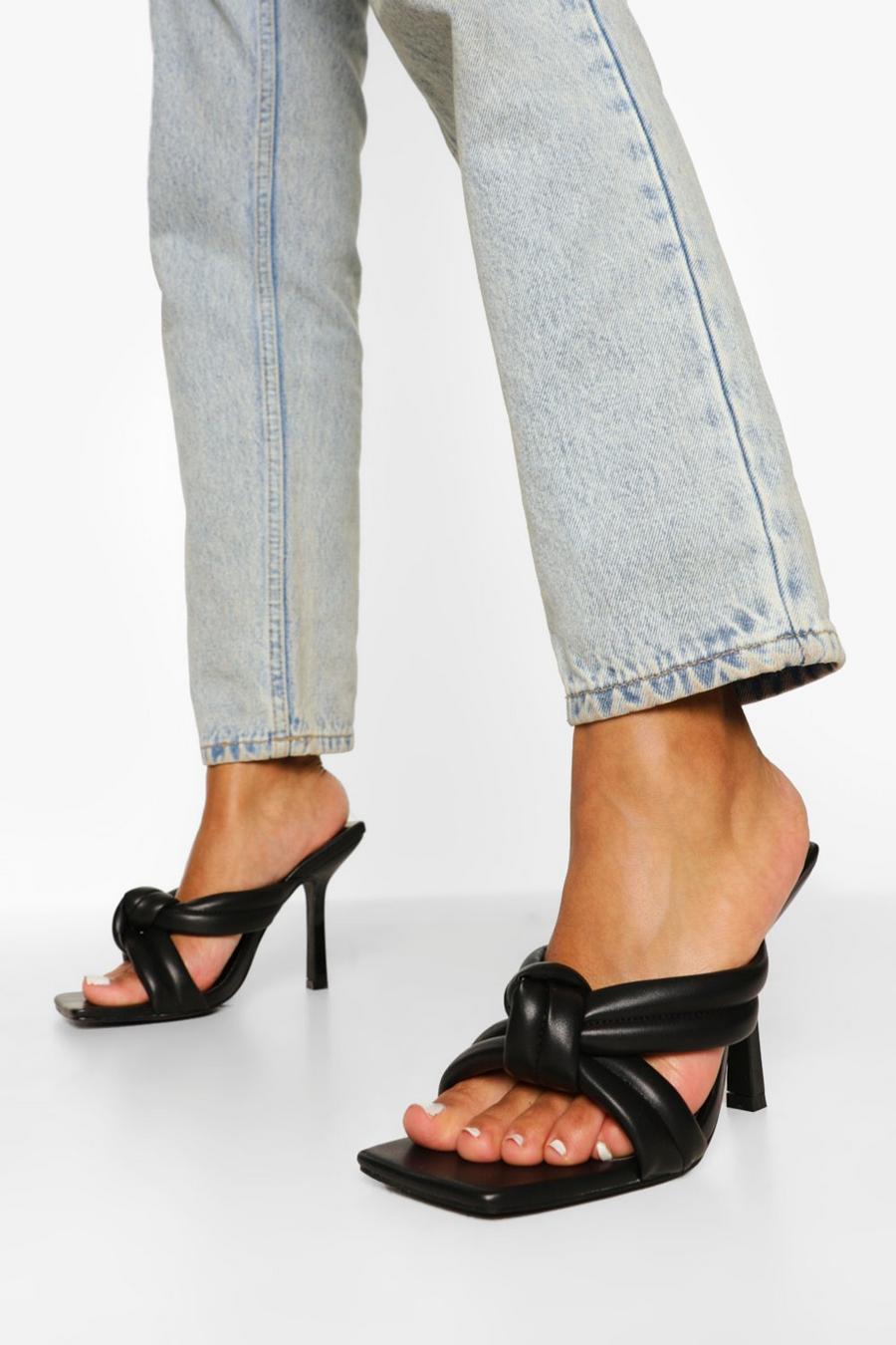 Black Wide Fit Padded Knot Mule image number 1