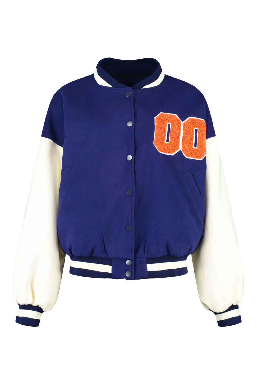 colour block half skeleton varsity bomber