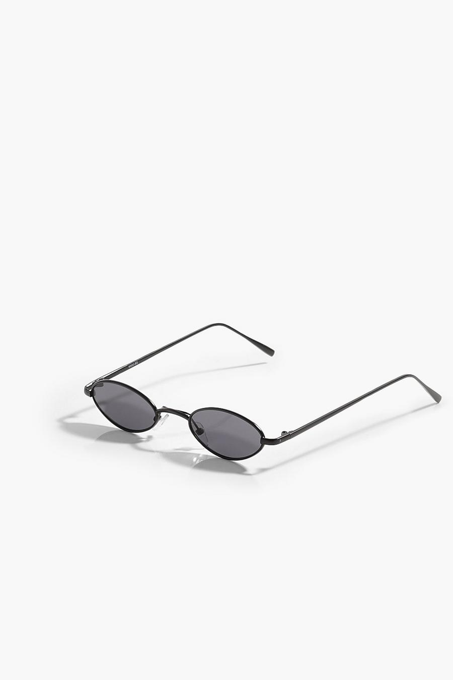 Black Slim Tinted Lens Sunglasses image number 1