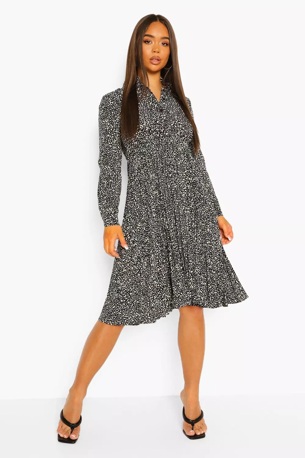 Leopard print outlet pleated midi dress