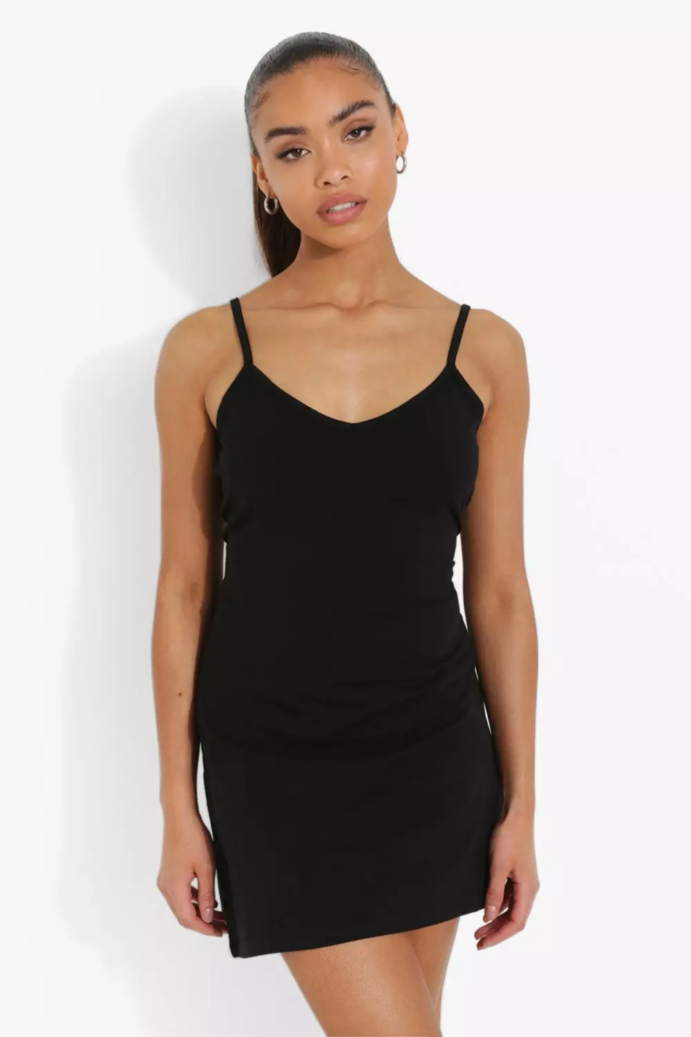 Basic Strappy V Neck Backless Slip Dress