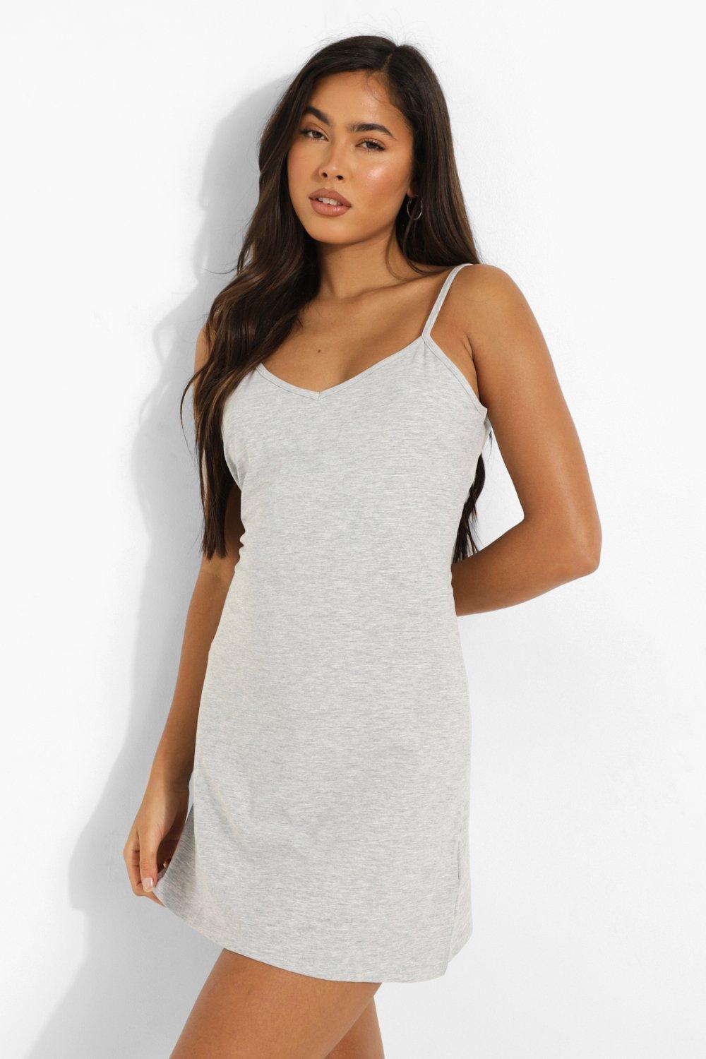 Basic Strappy V Neck Backless Slip Dress