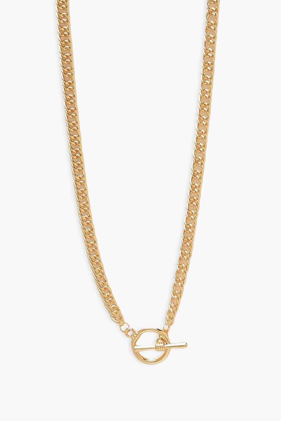Grobe, flache Halskette mit Schlangenmuster , Gold image number 1