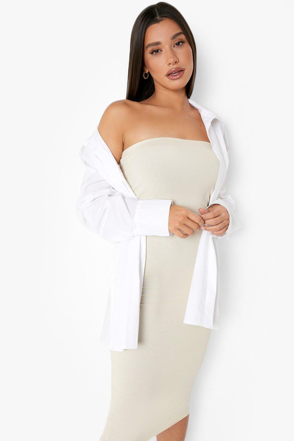 White bandeau outlet bodycon dress