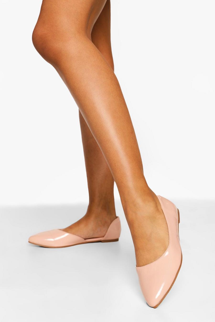 Spitze, flache Schuhe mit Cut-Out, Nude image number 1