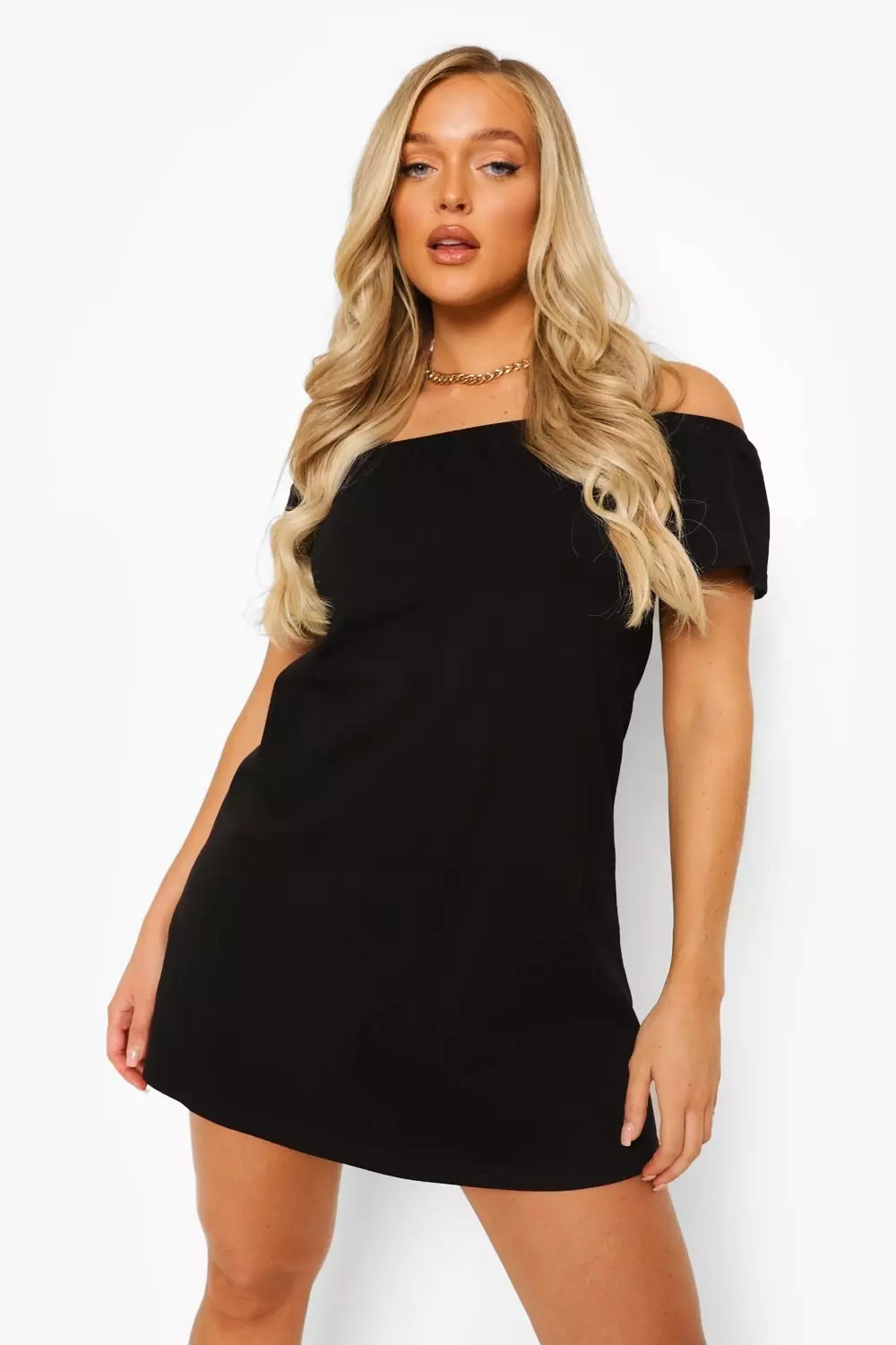 Black bardot shift dress best sale