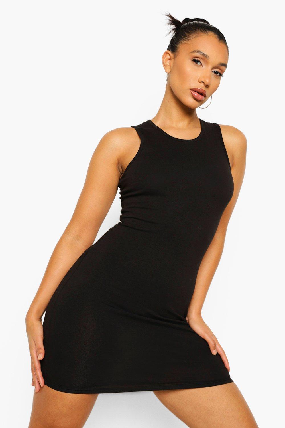 Pieces Petite Ribbed Bodycon Mini Dress In Black