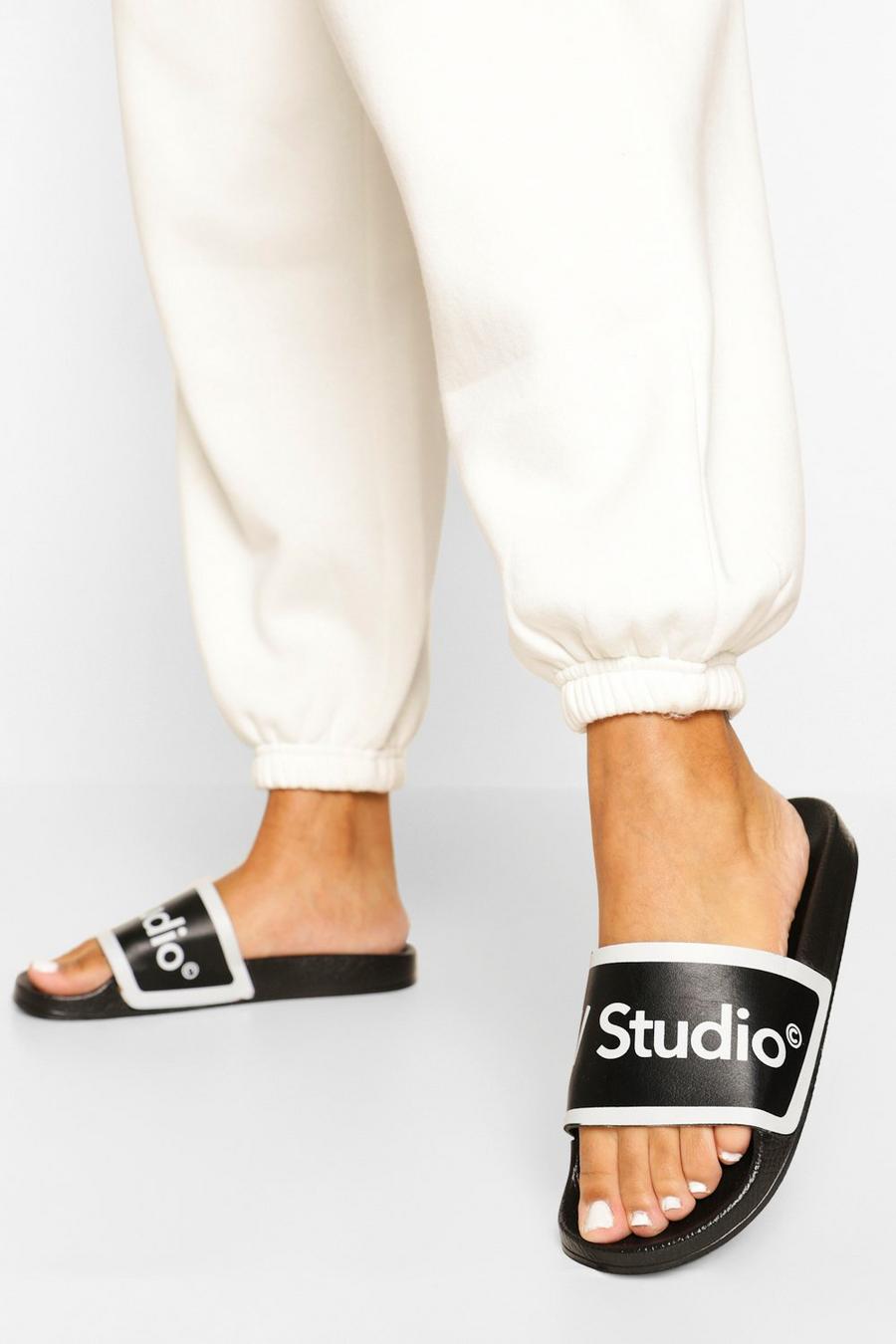 Black W Studio Slippers image number 1