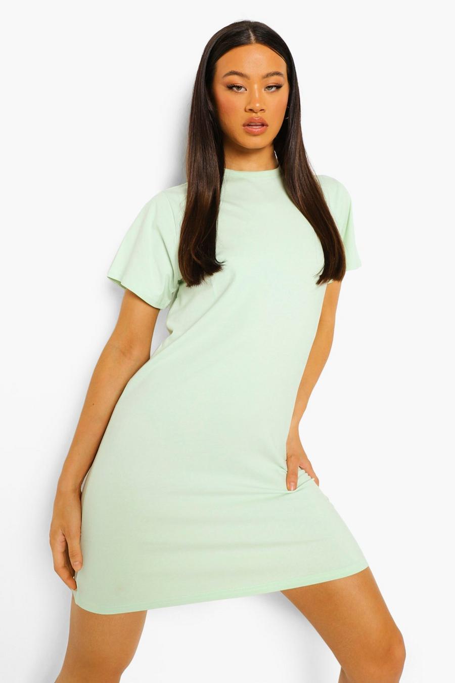 Lime Basic Short Sleeve Mini Dress image number 1
