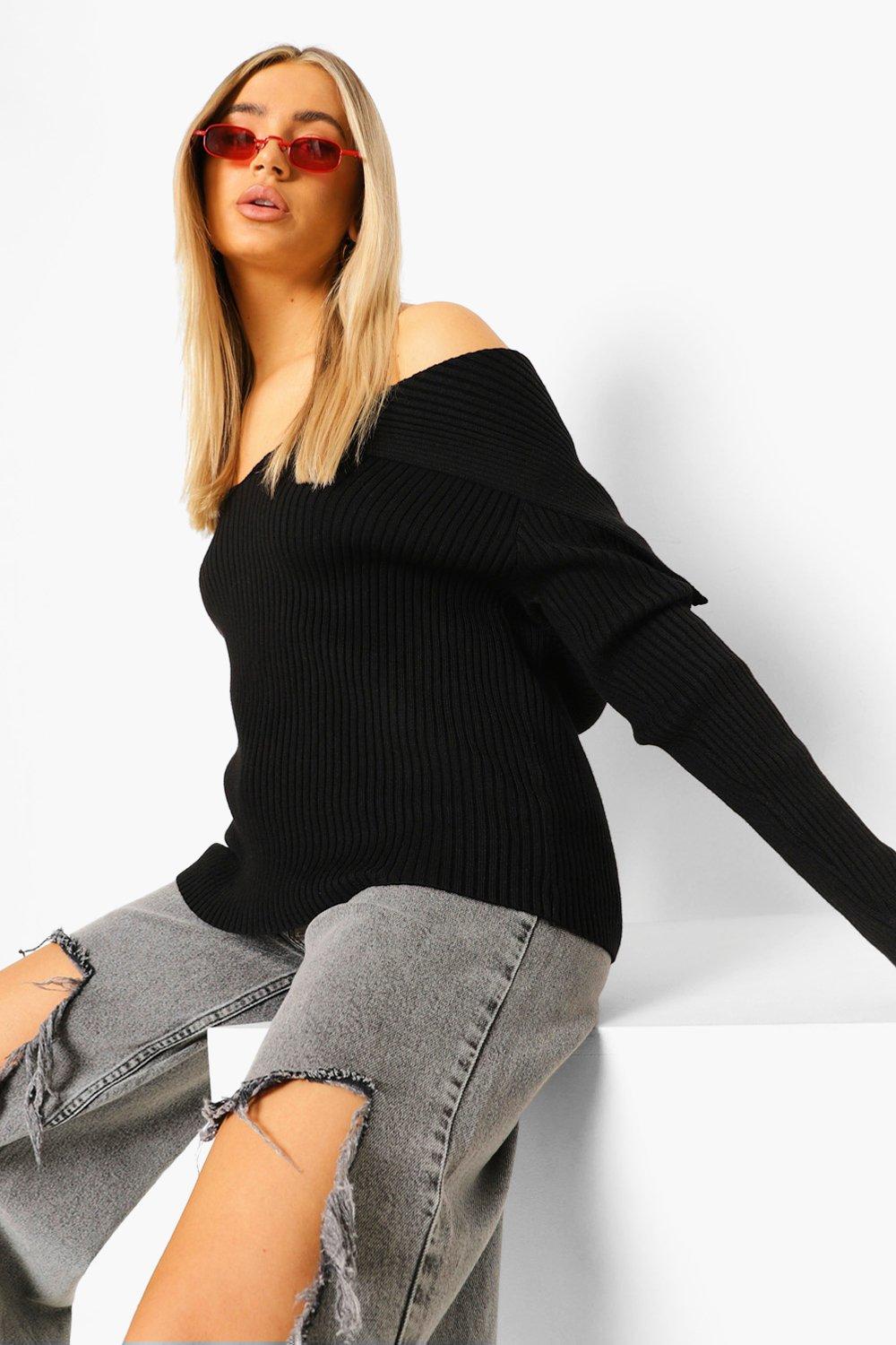 Premium Rib Off The Shoulder Jumper boohoo