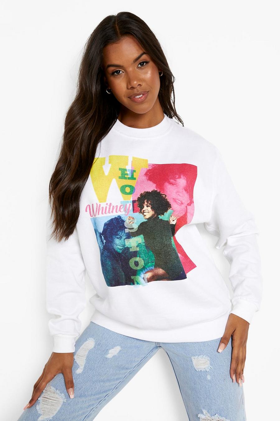 White Whitney Houston License Print Sweatshirt image number 1