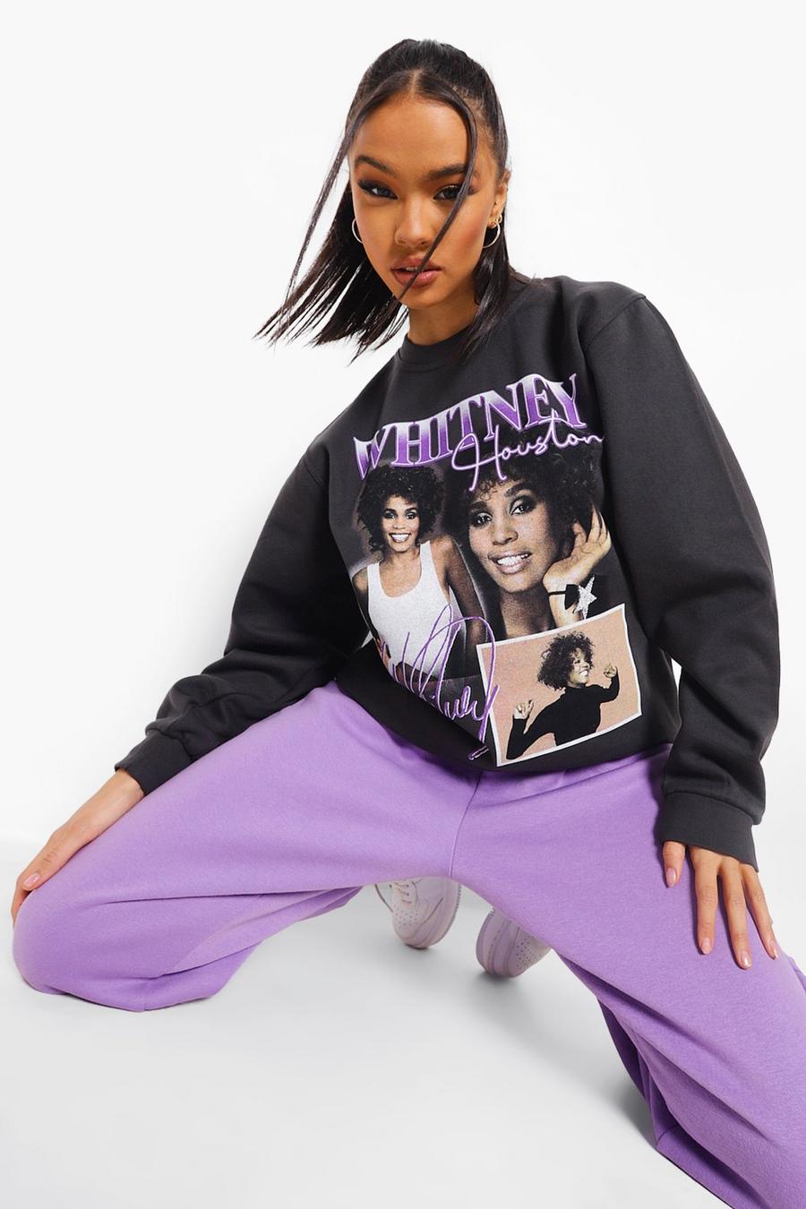 Black Whitney Houston Sweatshirt med tryck image number 1