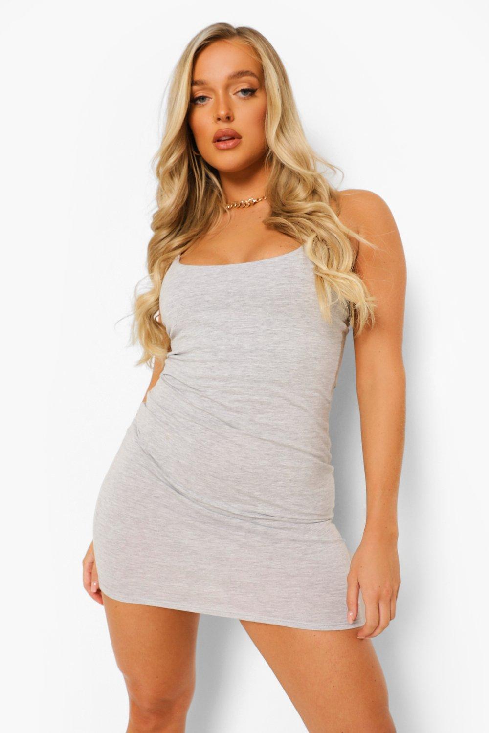 Basic Elastic Strappy Bodycon Mini Dress