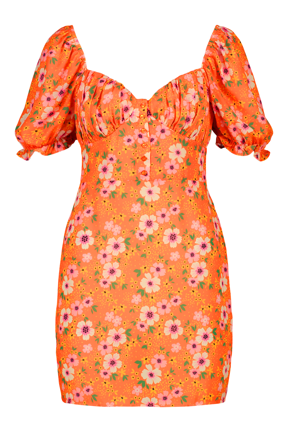 Ditsy Floral Button Front Mini Dress