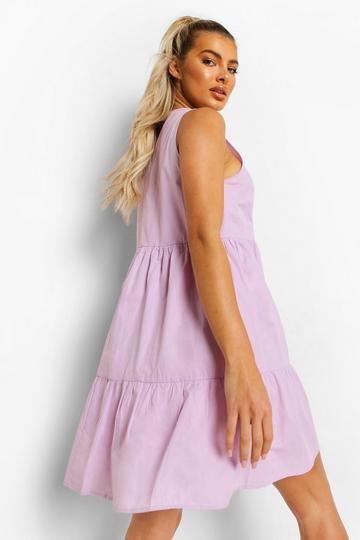 Cotton Tiered Smock Dress lilac