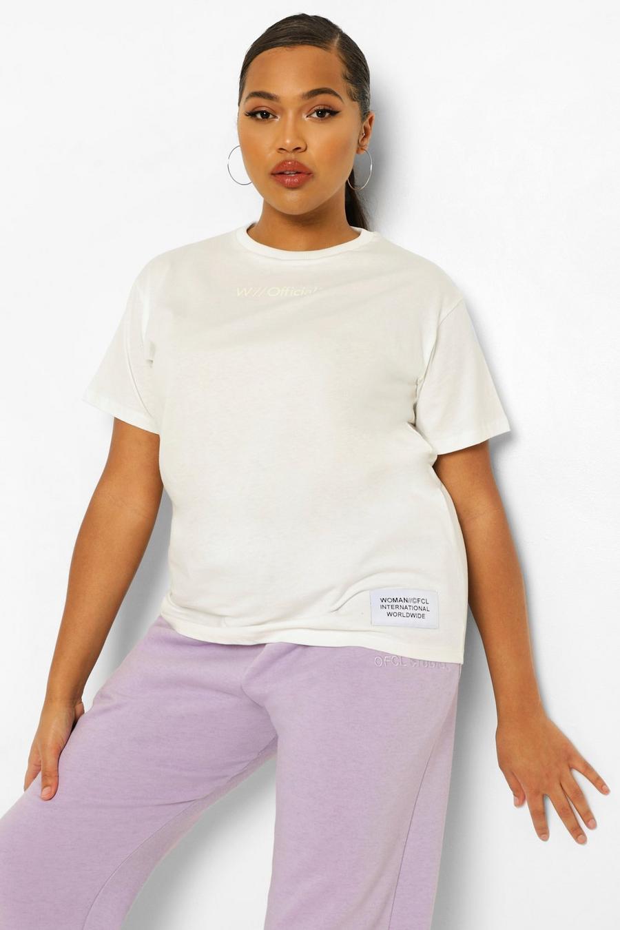 Cream Oversized W Ofcl T-Shirt Met Logo image number 1