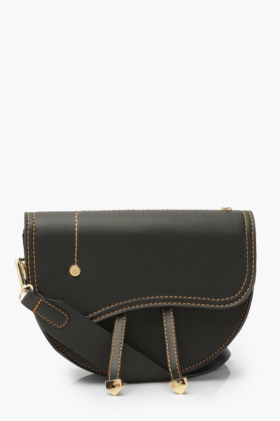 Satchel Cross Body Bag With Top Stitching image number 1