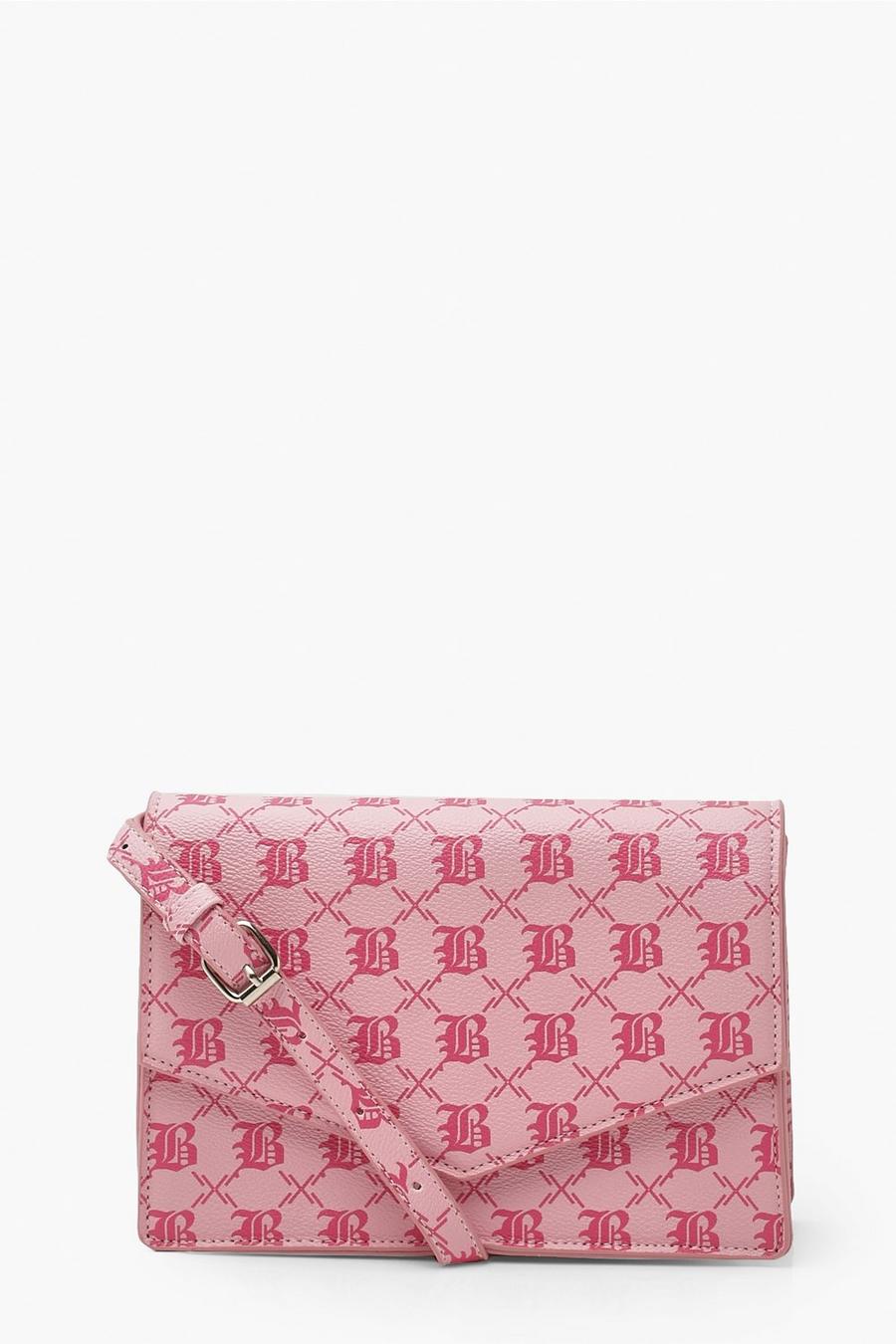 Hot pink B Embossed Pu Cross Body Bag image number 1