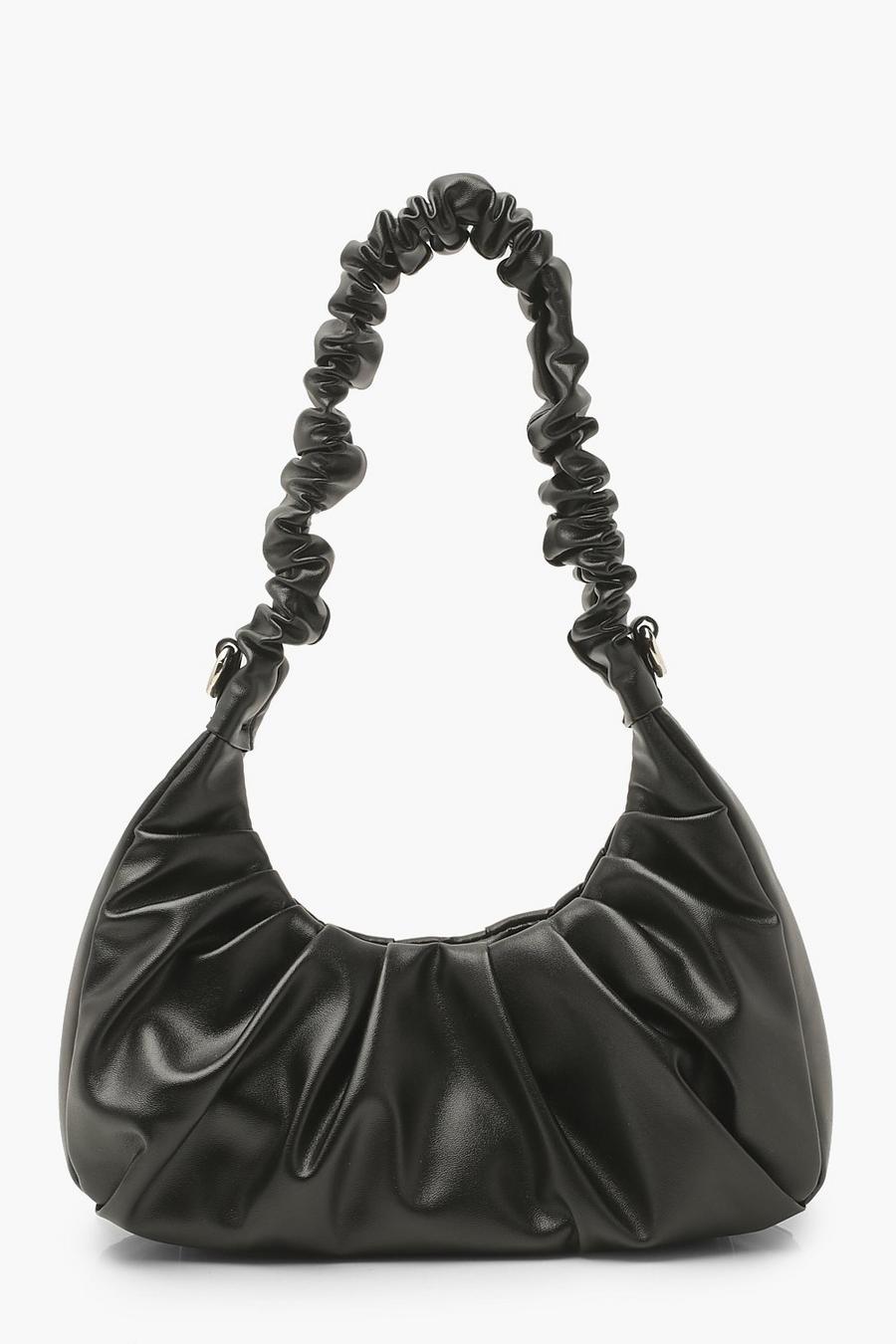 Black Ruched Top Handle Shoulder Bag image number 1