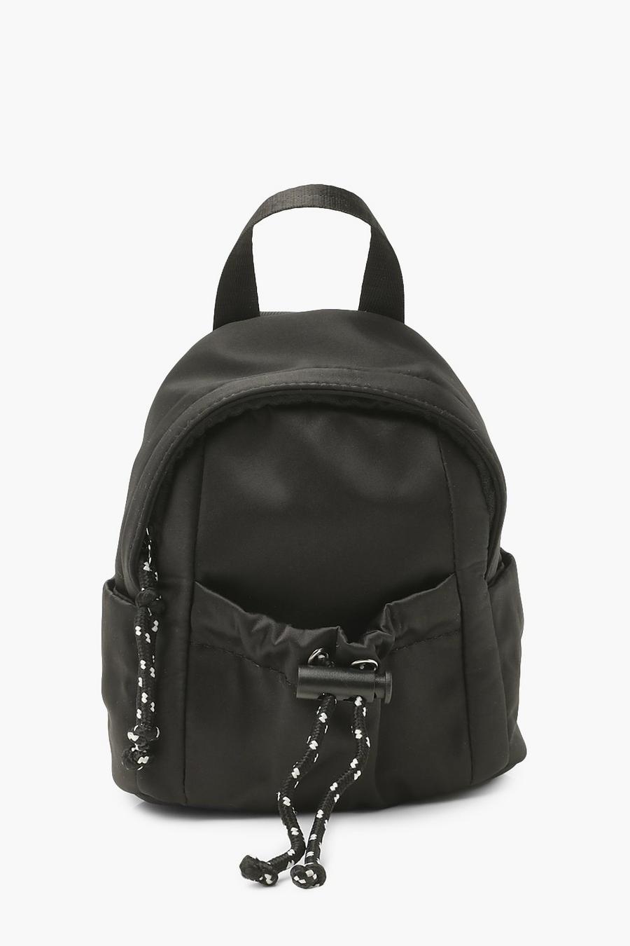 Black Front Toggle Mini Zip Up Backpack image number 1