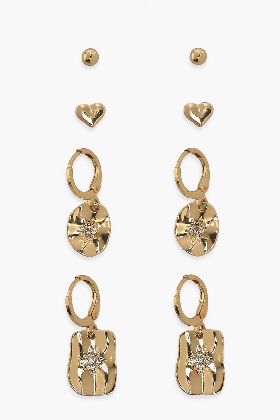 Gold Hearts And Star Earring Pack image number 1