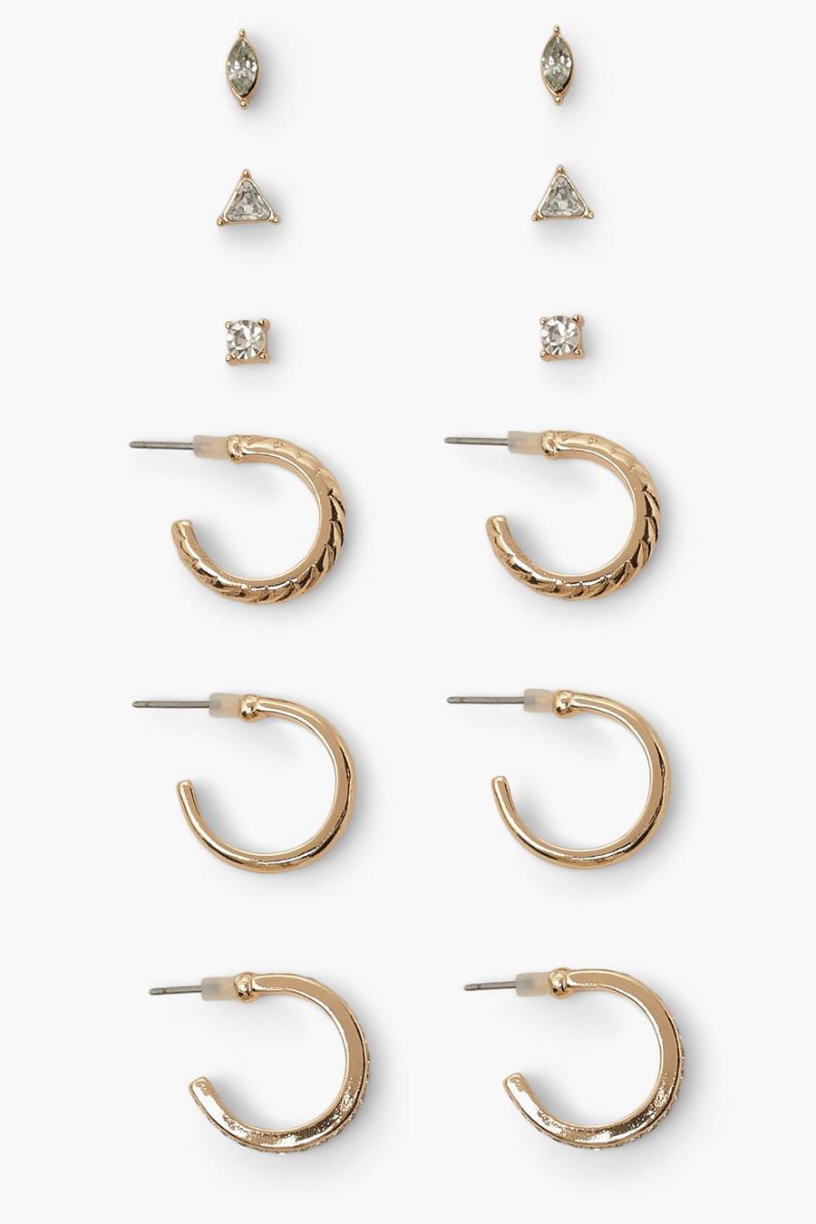 Gold Mix Hoop And Stud Basic 6 Pack image number 1